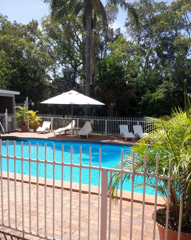 The saltwater pool is adjacent to the garden area where you can feed wild lorikeets daily.