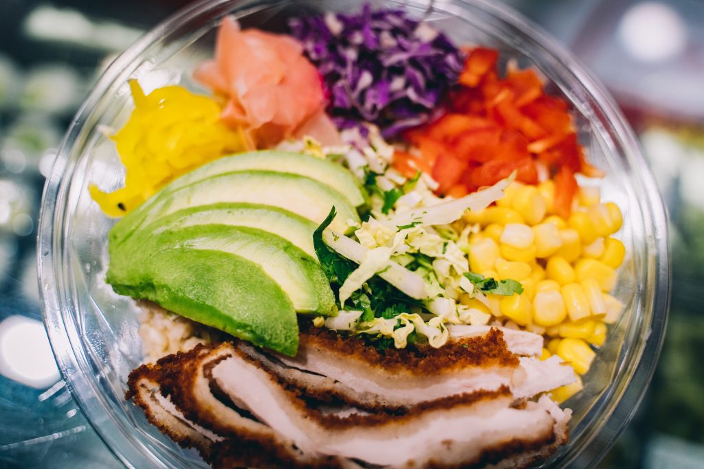 Poke Bowl with Crumbed Chicken picnic