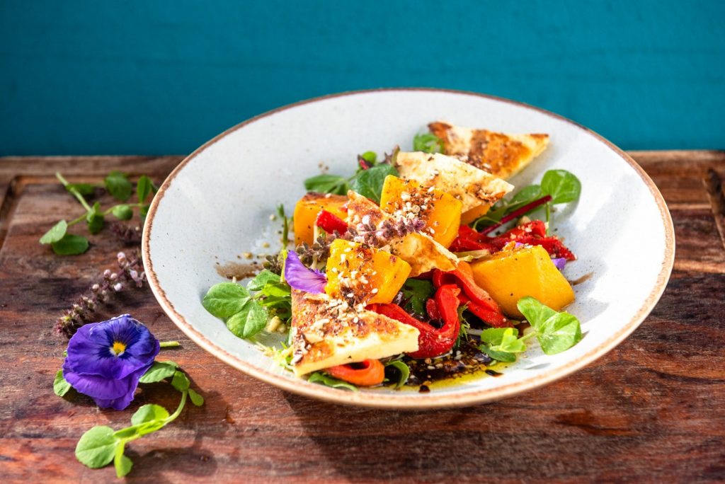 Picture of beetroot, pumpkin and haloumi salad