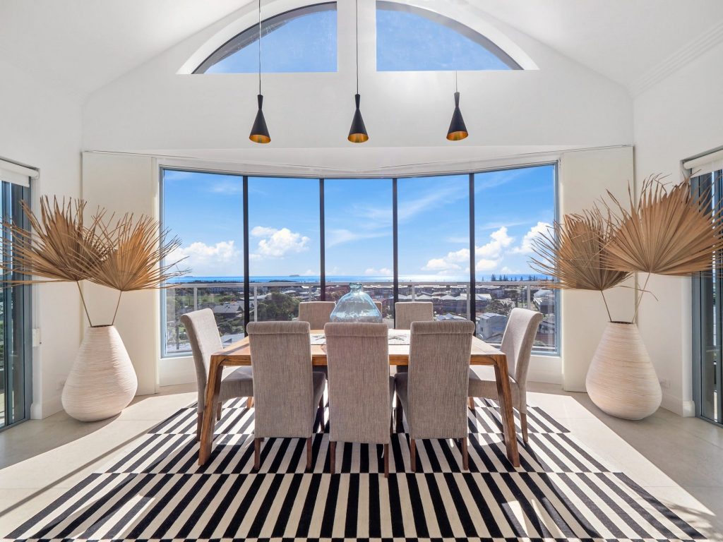 Dining table seating 8 with spectacular views