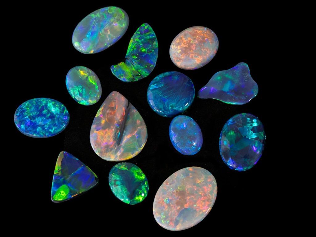 Beautiful and bright natural Australian opal gemstones.