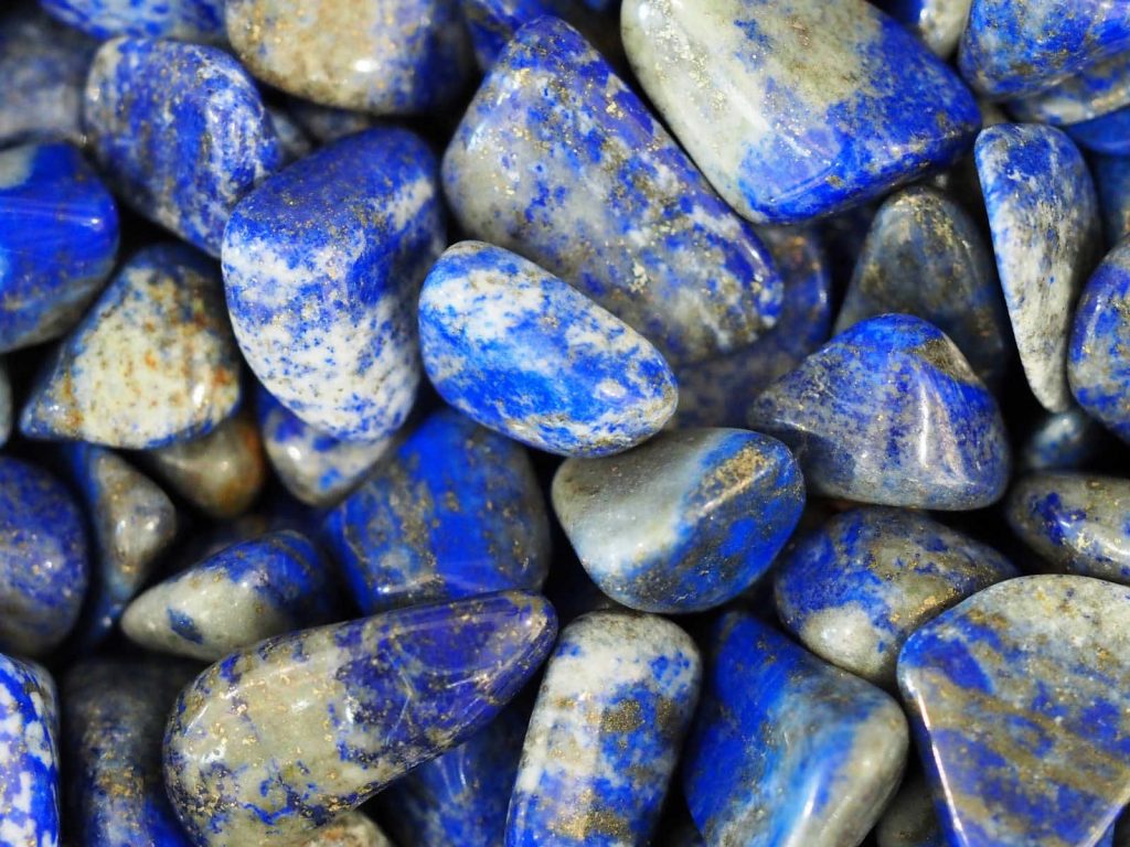 Stunning blue and gold Lapis Lazuli tumbled stones from The Opal Centre.