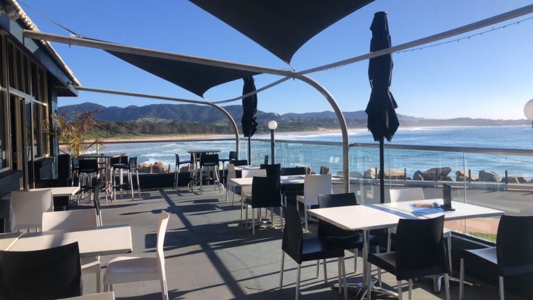 Restaurant deck overlooking the ocean