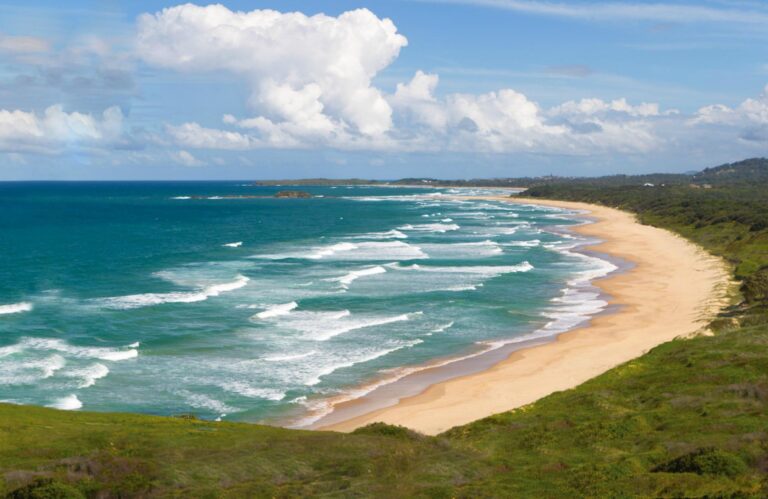 The view from Woolgoolga headland along the beach. Photo: Rob Cleary