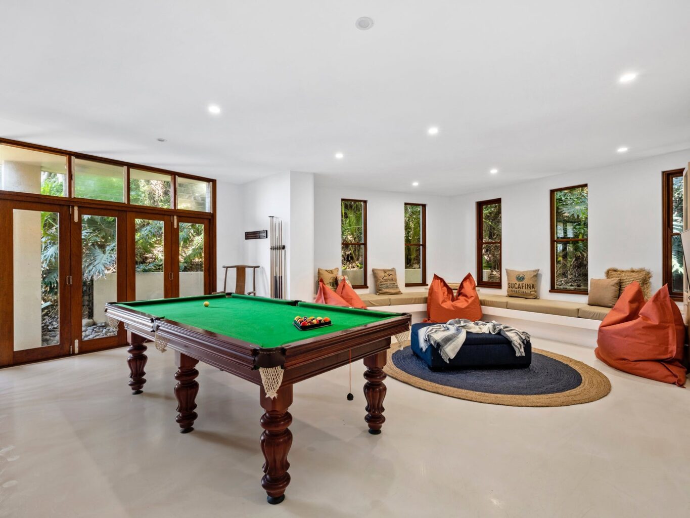 Family games room with pool table