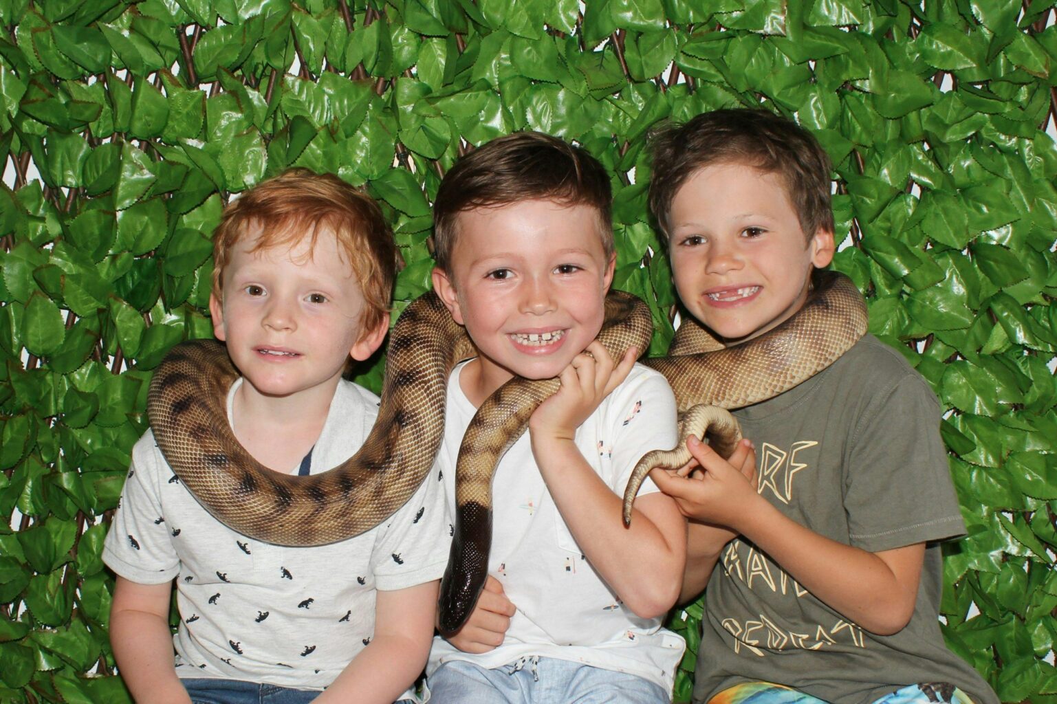 Kids with snakes